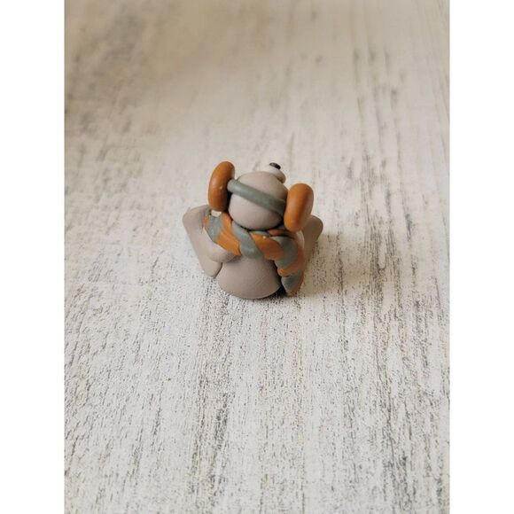 Handmade mini teddy bear earmuffs heart Xmas Decor figure - Picture 3 of 4